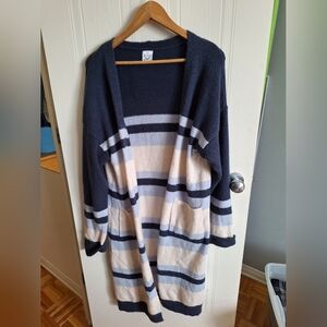 Freshman Navy and Cream Striped Cardigan